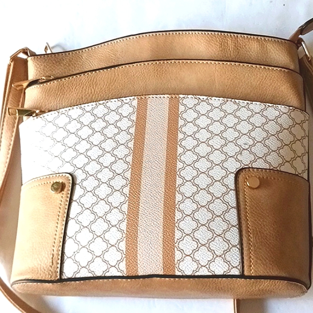 CUTE Crossbody Brown/Tan Gold Hardware Purse - Picture 5 of 16